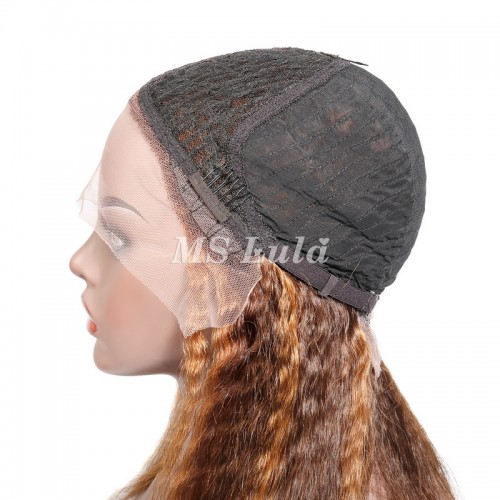 #4/27 Highlight Color Kinky Straight T Part BOB Wig | Human Hair Wig | Lace Front